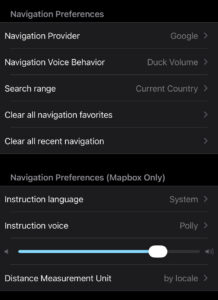 Settings - Navigation