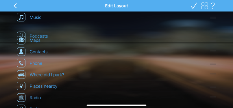 iCarMode - Edit Layout