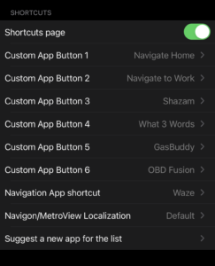 Settings - Shortcuts