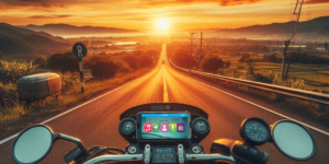 iCarMode: motorcycle+sunset