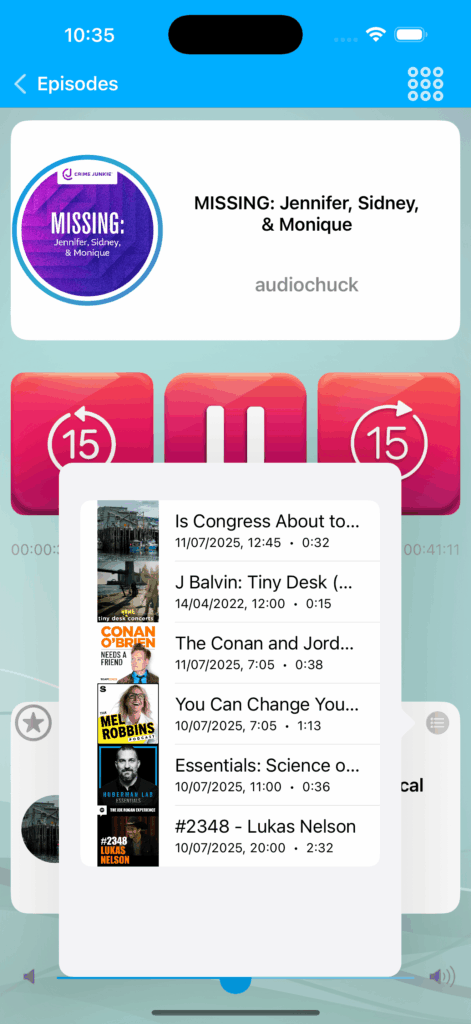 Podcast Up Next Queue