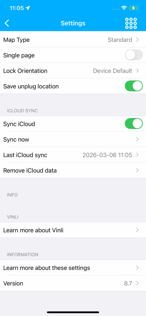 iCloud Sync Settings