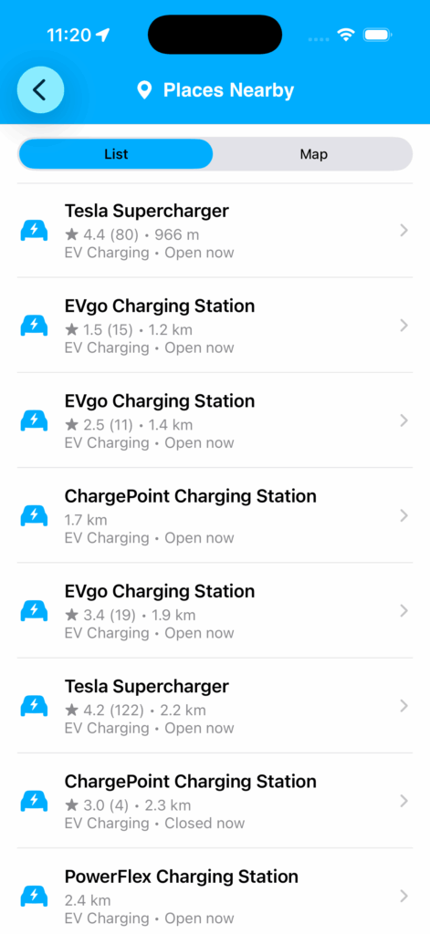 EV category in Places nearby 