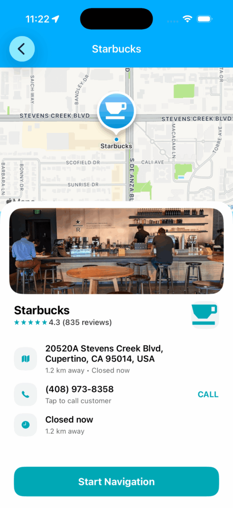 Place nearby results on map