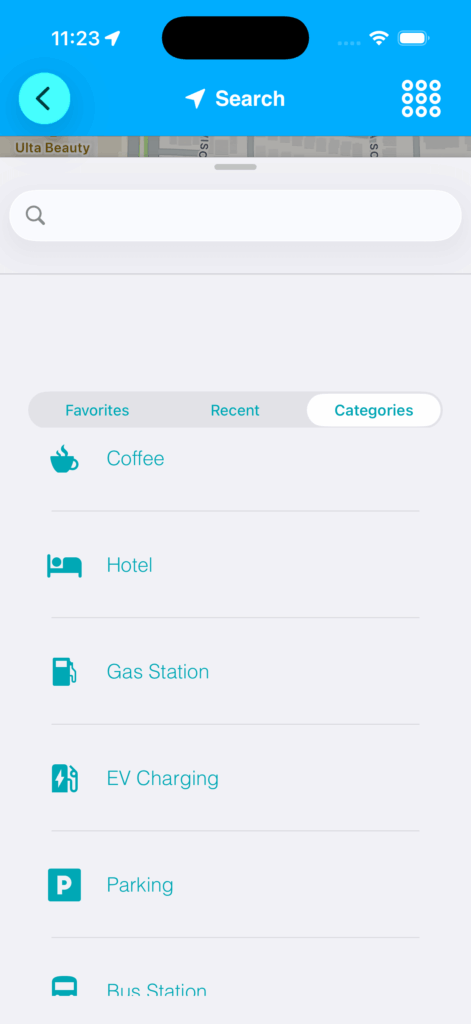 EV category in Navigation