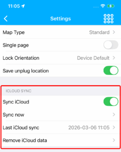 iCloud sync settings